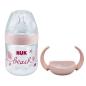 Preview: NUK Nature Sense Babyflasche und Tragegriffe SET 150 ml 0-6 Monate rosa