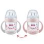 Preview: NUK Nature Sense Babyflasche und Tragegriffe SET 150 ml 0-6 Monate rosa