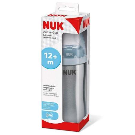 NUK Active Cup Trinklernflasche, auslaufsicher hochwertiger Edelstahl 215ml, 12+Monate rosa