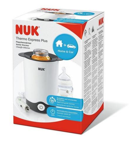 NUK Babyflaschenwärmer Thermo Express Plus schnelles und schonendes Erwärmen in nur 90 Sekunden, für zuhause und unterwegs, inkl. Autoadapter-Kabel