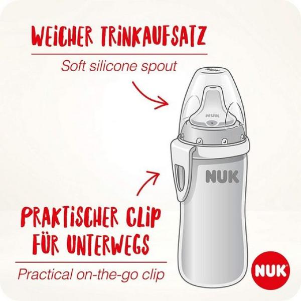 NUK Active Cup Trinklernflasche, auslaufsicher hochwertiger Edelstahl 215ml, 12+Monate rosa