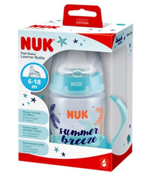 NUK First Choice Beach Editon Trinklernflasche mit Griff 150ml 6-18 blau