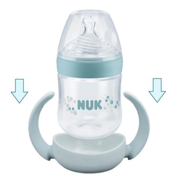 NUK Nature Sense Babyflasche und Tragegriffe SET 150 ml 0-6 Monate grün