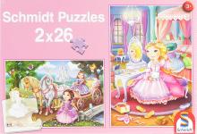 Schmidt Spiele 56126 Märchenhafte Prinzessin Puzzle, 2x26 Teile