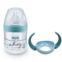 NUK Nature Sense Babyflasche und Tragegriffe SET 150 ml 0-6 Monate grün