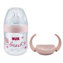 NUK Nature Sense Babyflasche und Tragegriffe SET 150 ml 0-6 Monate rosa